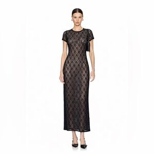 Black Stretch Lace Maxi Dress